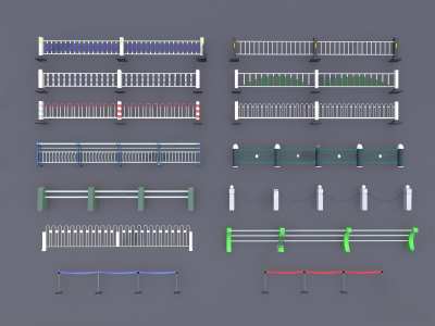 现代道路栏杆3D模型下载